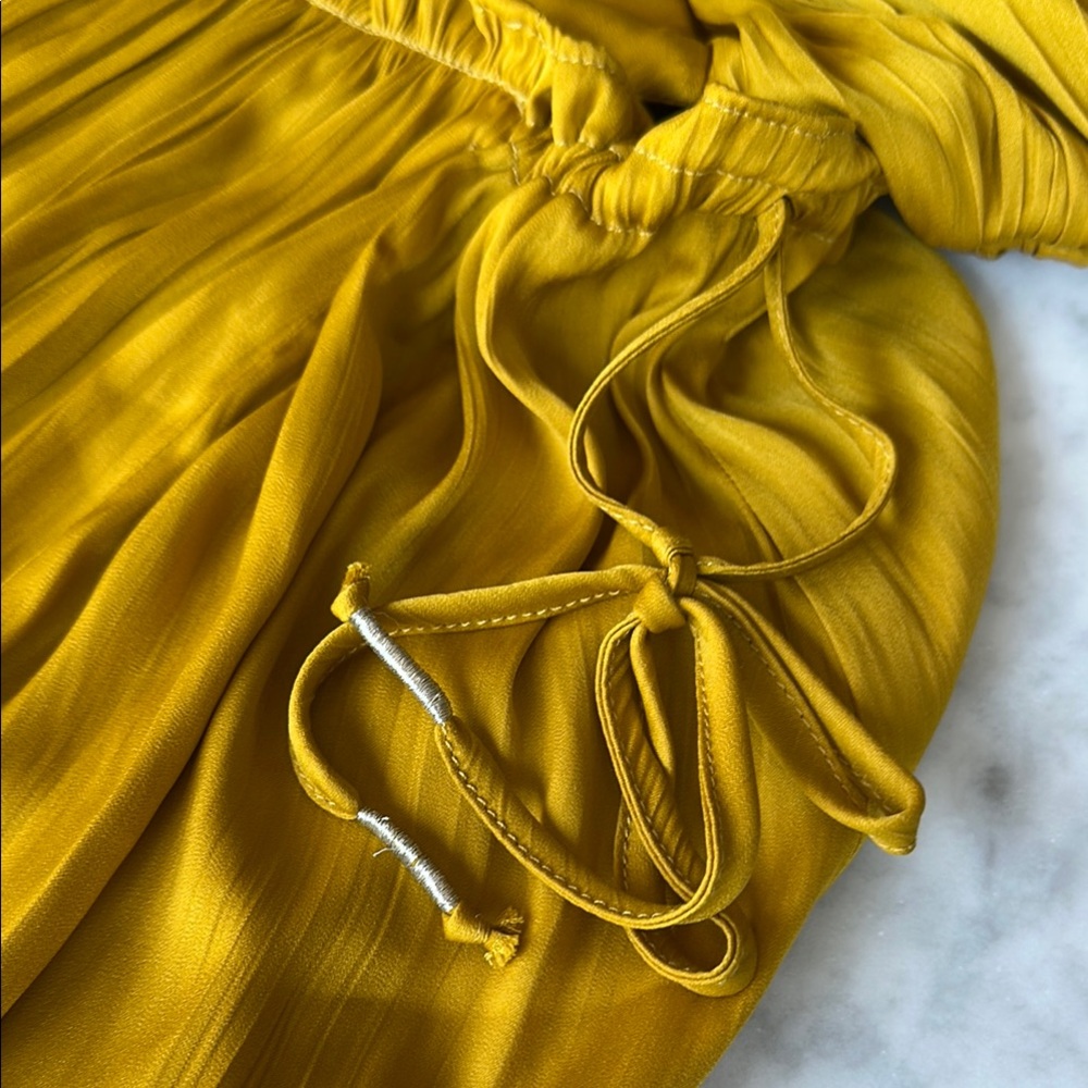 Free People Elegant chartreuse-Mustard-golden Halter Dress XS NWT - Picture 3 of 13